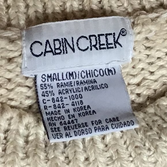 Cabin Creek - Vintage Long, Tan Pullover Sweater with Autumn Leaves - Picture 5 of 6